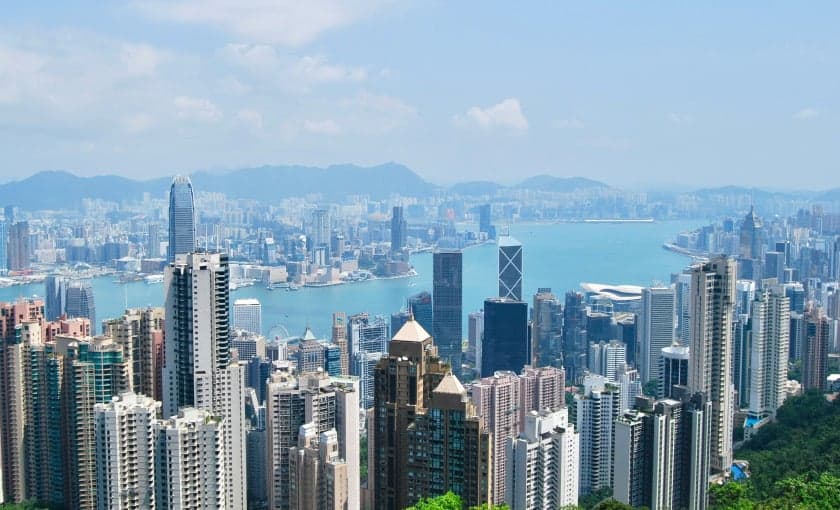 Hong Kong Island's skyline and harbour seen from Victoria Peak
