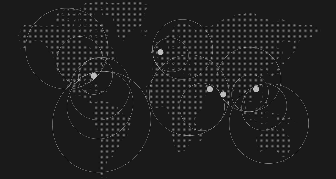 World map highlighting GLIMMA's global brand delivery network across major regions