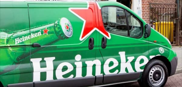 A Heineken-liveried delivery van