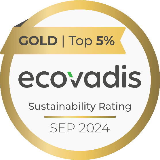 EcoVadis Gold sustainability rating, top 5%, September 2024.